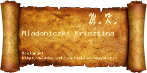 Mladoniczki Krisztina névjegykártya